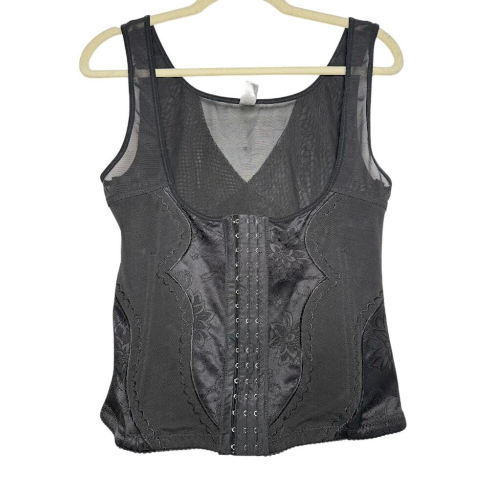 Womens Floral Embroidered Bustier Black Sexy Sheer Strap Romantic Corset Top 3X